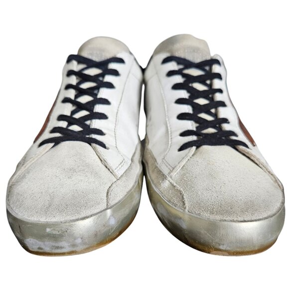 Golden Goose Superstar White Chestnut Brown Star Leather Suede Lace Up Sneaker - Picture 4 of 14